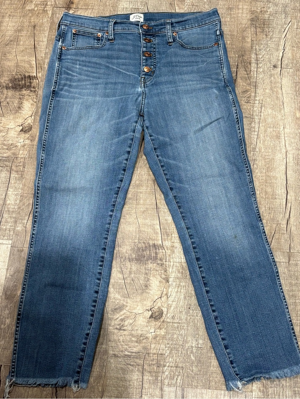 J Crew Vintage Straight Women's Blue Denim Button-Fly Jeans 31 waist